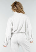 Grijze Sweater met Halve Rits en Elastische Boorden