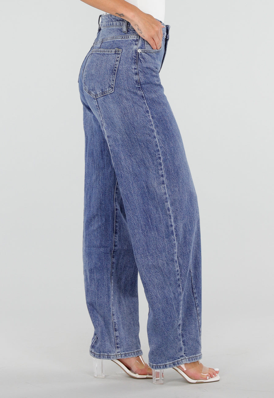 Blauwe Barrel Jeans met Lichte Stretch
