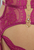 Aubergine Bustier Lingerie Set met Hartjes