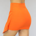 Oranje Asymmetrische Rok met Knopen