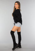 Lichtblauwe Denim Overslag Skort met Schuine Sluiting
