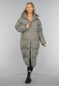 Grijze Lange Puffer Winterjas