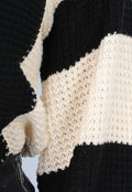 Gestreepte Zwart/Beige Trui met Wijde Mouwen