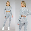 Grijze Camouflage Driedelige Sportset