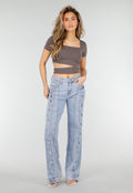 Taupe Cropped Sport Top met Korte Mouwen en Wrap Detail