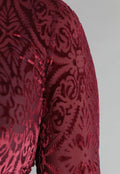 See Through Burgundy Top met Velvet Print