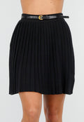 Zwarte Plissé Stretch Rok met Afneembare Riem