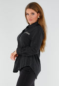 Zwarte Gestreepte Blouse met St. Tropez Borduursel Achterop