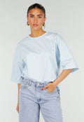 Lichtblauw Oversized T-Shirt met Korte Mouwen en Backprint