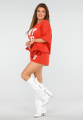 Rood Varsity Setje met T-Shirt en Korte Broek in Sportieve Stijl