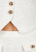 Beige Two Piece Set met Gilet en Pantalon met Gouden Knopen