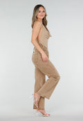 Beige Halter Top met Fringe Zoom en Open Rug