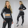 Zwart Sport Knitted 2-Piece Set