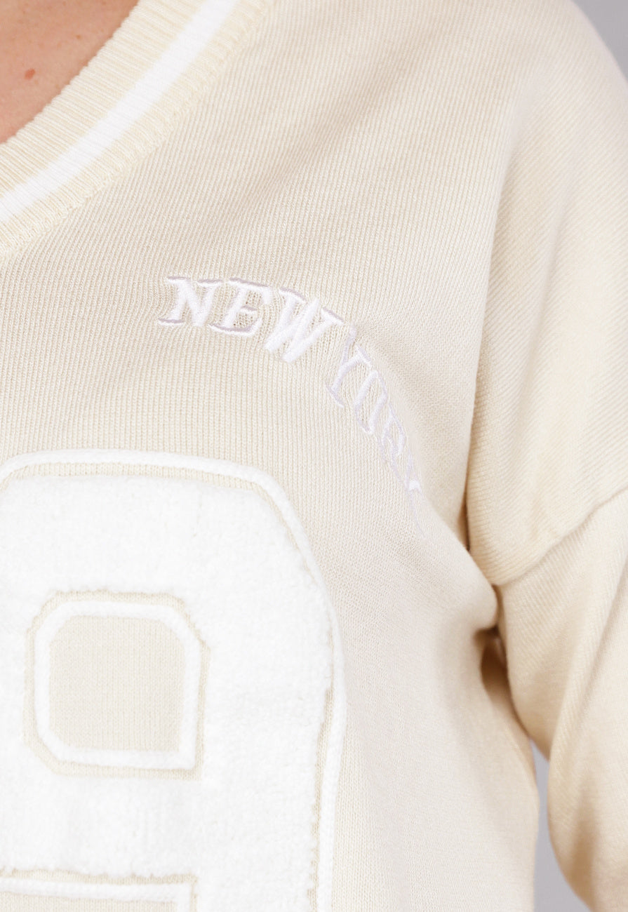 Beige Zachte Matching Stretch Set met Teddy Borduursel