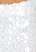 Witte Pailletten Mini Rok met Bloemen