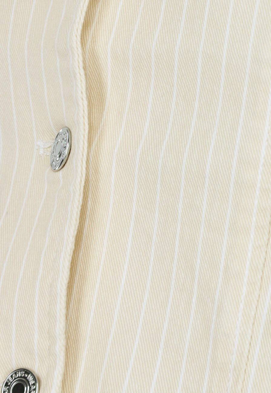 Beige Pin Stripe Print Gilet Top met Knopen