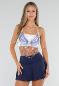 Blauwe Kralen Bodychain met Parels, Schelpen en Vlinders