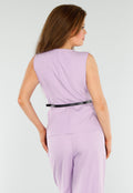 Lila 2-Piece Set met Mouwloze Top en Wijde Rechte Broek