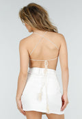Beige Gehaakte Halter Top met Open Rug