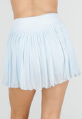 Lichtblauwe Plissé Skort met Hoge Taille en Mesh