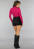 Fuchsia Top met Lange Mouwen