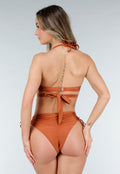 Bronzen Halter Bikinitop met Overslag