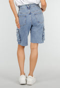 Blauwe Denim Cargo Bermuda Short met Ruwe Zoom