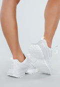 Witte Sneakers met Glitters en Chunky Zool