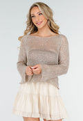 Beige Gebreide Trui met Pailletten