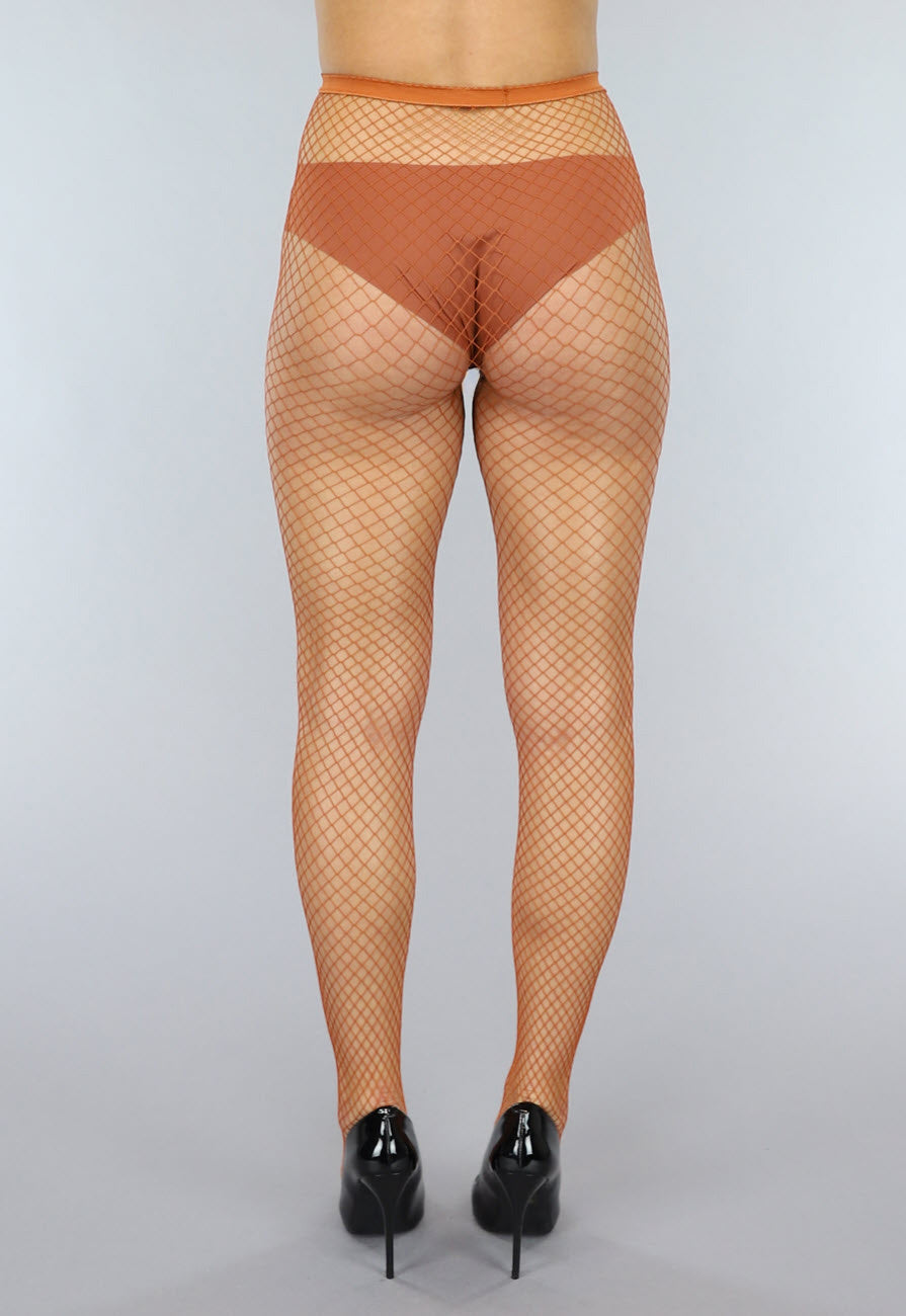 Medium Fishnet Netpanty in Camel