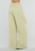 Pistache Groene Tall Wide Leg Broek met Plooien