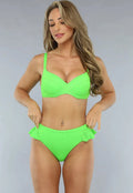 Neon Groene Push Up Bikini Top met Structuur
