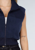 Mouwloos Vest in Donkerblauw met Hoge Kraag