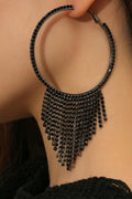 Zwarte Fringe Oorbellen