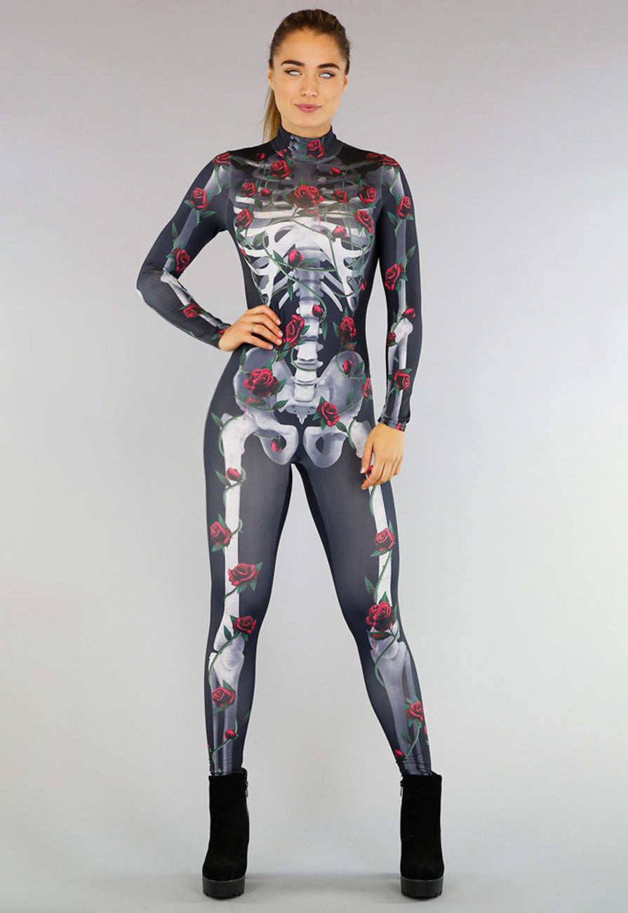 Roses Skelet Jumpsuit Kostuum
