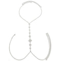 Zilveren Square Hals Bodychain met Strass