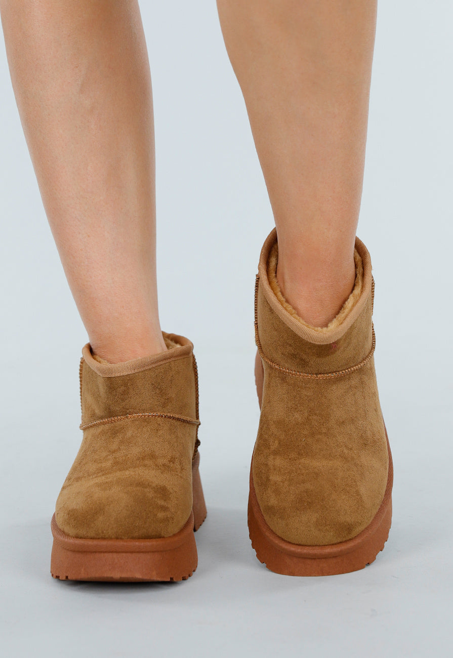Bruine Suede Snowboots met Voering