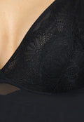 Zwarte Corrigerende Bodysuit met Kanten Cups