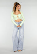 Mintgroene Crop Top met Twist Detail en Pads