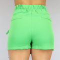 Groene Asymmetrische Skort met Veter Details