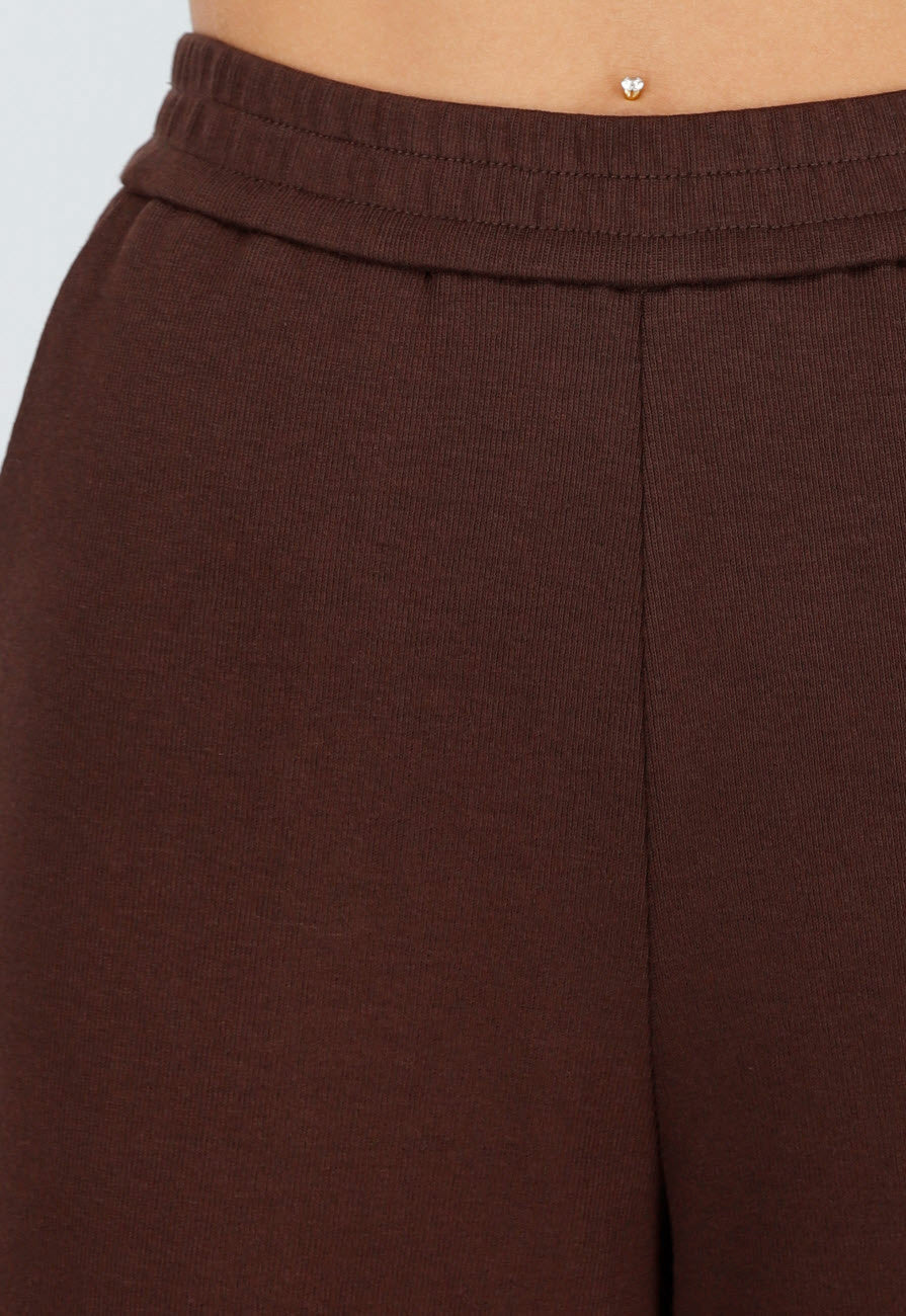 Bruine Lounge Broek met Wijde Pijpen