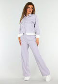 Tweedelige Paarse Set met Jasje en High Waist Broek