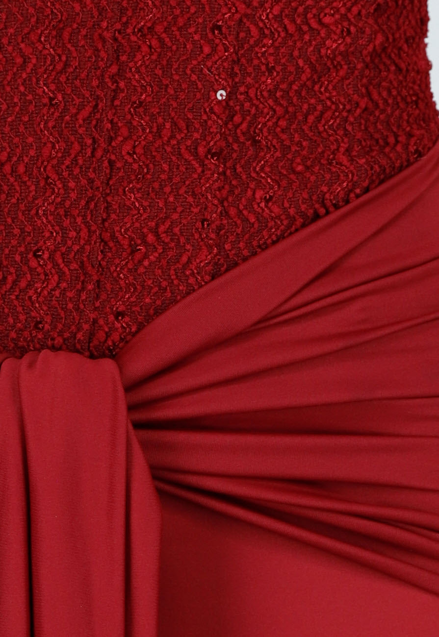 Strapless Korset Jurk in Bordeaux met Glitters