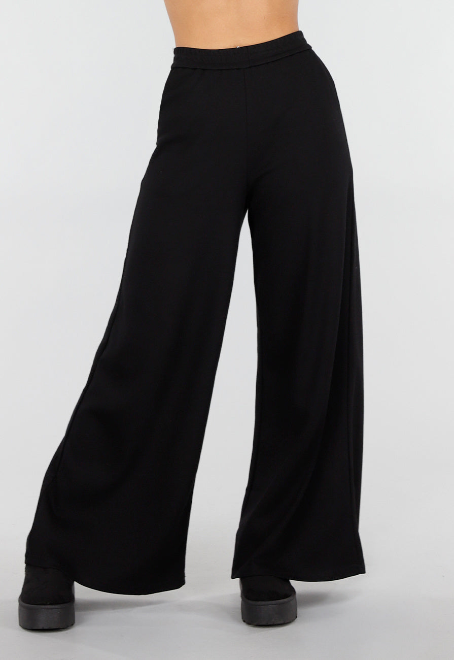 Zwarte Lounge Broek met Wijde Pijpen