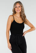 Zwarte Bodysuit met Spaghetti Bandjes en Pads