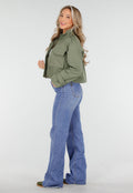 Groene Cropped Utility Jas met Grote Zakken