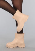 Beige Korte Rubberlaarsjes met Grove Zool