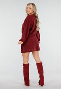 Rode Gebreide 2-Piece Set met Vest en Rok