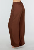 Petite High Waist Bruine Linnen Look Broek met Tailleband