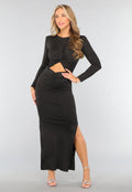 Zwarte Lange Jurk met Twist Detail
